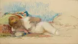Femme nue allongée by Auguste Brouet, Pastel, sold Apr 2008
