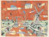 Canal et moulin by Hans Seiler, 1957, Gouache sur papier, sold Apr 2008