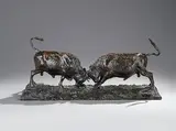 Combat de taureaux by Jean Baptiste Berré, 1835, Bronze à patine brune nuancée, sold Nov 2007