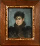 Portrait de femme by Paul-Albert Besnard, vers 1900, Pastel sur toile, sold Nov 2023