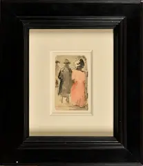 Couple d'élégants de dos by Kees van Dongen, vers 1900, Aquarelle et graphite sur papier, sold Nov 2023