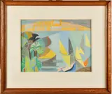 Felouques sur le Nil au Caire, vers 1951-52 by André Lhote, Gouache sur papier, sold Nov 2023
