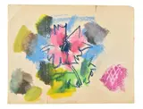 Fleur rose by Gen Paul, vers 1965, Pastel sur papier, sold Nov 2023