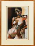 Nu by Stéphane Gisclard, Pastel et craie blanche, sold Nov 2023