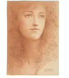 Etude anglaise, Portrait présumé d'Elise Marquet, circa 1898-1900 by Fernand Khnopff, Sanguine et crayon bleu sur papier, sold Dec 2010