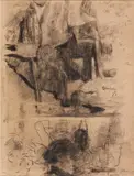 Double composition by James Ensor, 1881, Crayon sur papier, sold Dec 2010