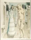 La robe du dimanche by Paul Delvaux, 1967, Lithographie en couleur, sold Dec 2010