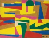 Sans titre, Composition by Georges Collignon, 1947, Gouache sur papier, sold Dec 2010