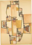 Sans titre, Composition by Kurt Lewy, 1962, Aquarelle et feutre sur papier, sold Dec 2010