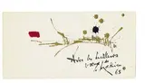 Carte de voeux by Georges Mathieu, 1963, Gouache or, encre de chine avec collage de feutrine rouge sur papier d'Arches, sold Dec 2010
