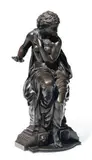 Suzanne surprise au bain by Étienne Henri Dumaige, Bronze à patine brun foncé, sold Nov 2010
