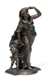 Jeune femme et son enfant dans la tempête by Henri Plé, Bronze à patine brune nuancée, sold Nov 2010