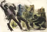 Aile rouge contre étoile Bételgueuse by René Follet, Gouache sur carton pour une des illustrations du roman de Xavier Snoeck, sold Feb 2022