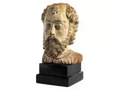 Untitled by Geschnitzter Kopf einer Figur des Heiligen Petrus, chalk, sold Apr 2016