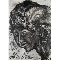 Frau mit tierschmuck by Antonius Hoeckelmann, 1987, watercolor, sold Dec 2024