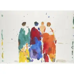 Vier figuren by Oskar Koller, 1999, watercolor, sold Dec 2024