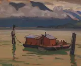 On the Skeena, BC by A. Y. Jackson, 1926, oil on board, sold Nov 2016