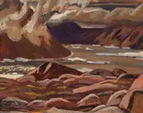 Rice Strait (Off Ellesmere Island, Arctic) by A. Y. Jackson, 1930, oil on board, sold Nov 2016