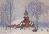 La vieille église de Sherbrooke Est par temps de neige by Marc-Aurèle de Foy Suzor-Coté, oil on canvas, sold May 2016