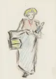 Mädchen mit Korb by Heinrich Zille, Farbkreide und Kohle auf Papier, sold Jun 2018