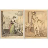 Two Satirical Etchings Depicting the Deaths of Louis XVI and Marie Antoinette by Isaac Cruikshank, Hand-colored etchings, sold Jul 2021