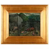 Barnyard with Pigs by George Alan Swanson, Oil on board, sold Jul 2021