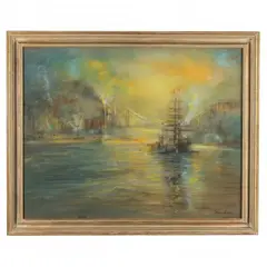 Maritime Scene at Dusk by Glenn Henshaw, Pastel on paper, sold Jul 2021