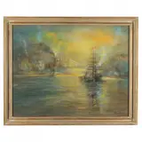 Maritime Scene at Dusk by Glenn Henshaw, Pastel on paper, sold Jul 2021