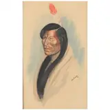 Antique Portrait of an American Indian by Jim Pickett, Watercolor, sold Jul 2021