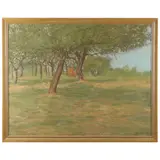 Landscape with Cow by Edward Hurley, Oil on canvas laid on Masonite, sold Jul 2021