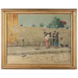 Conversation in Mexico by Daniel Cook, Watercolor on paper, sold Jul 2021