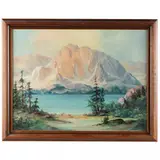 Glacier Lake Landscape by Josephine Zettel, Oil on canvas, sold Jul 2021