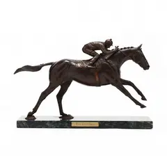 The Winner by Marylin Newmark, Deep brown patinated bronze, sold Jul 2021