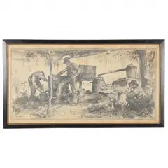 Tending the Still by Frederick Coffay Yohn, Charcoal on paper, sold Jun 2021