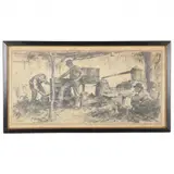 Tending the Still by Frederick Coffay Yohn, Charcoal on paper, sold Jun 2021