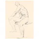 Seated Nude by Claude Howell, Pencil on paper, sold Jun 2021