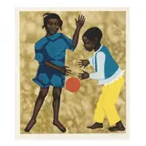 Playmates by Elizabeth Catlett, Lithograph in colors, sold Jun 2021