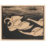 Les Cygnes (The Swans) by Félix Vallotton, Woodcut on cream paper, sold Jun 2021