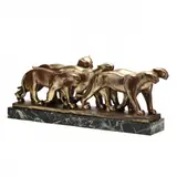 Five Leopards Marching by Alexandre Kelety, Gilt and cold-painted bronze, sold Jun 2021