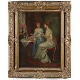 Tea Time by Carl Hirschberg, Oil on canvas, sold Jun 2021