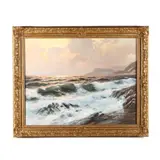 Seascape at Sunset by Alexander Dzigurski, Oil on canvas, sold Jun 2021