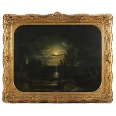 Jessica et Lorenzo (Shakespeare), Effet de claire de lune by George Loring Brown, Oil on canvas (laid down on Masonite), sold Jun 2021