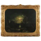 Jessica et Lorenzo (Shakespeare), Effet de claire de lune by George Loring Brown, Oil on canvas (laid down on Masonite), sold Jun 2021