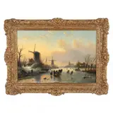 Winter Skating Scene by Jan Jacob Coenraad Spohler, Oil on canvas (lined), sold Jun 2021