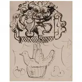 The Chicken - Design for a Menu Card by Duncan Grant, Ink on paper, sold Jun 2021