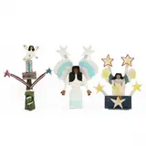 Three Folk Art Works of Angels by James Harold Jennings, Carved and painted wood cut-outs featuring angels and stars, sold May 2021