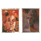 Two Figural Paintings by Joe Rowand, Mixed media on Masonite, sold May 2021