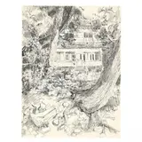 Rowand Family House, Door County by Joe Rowand, Ink and wash with whitening on paper, sold May 2021
