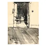 Interior Sketch by Joe Rowand, Ink on paper, sold May 2021