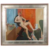Seated Nude by Warren Brandt, Oil on canvas, sold May 2021